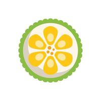 Yellow lemon slice with green border on white background vector