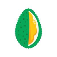 Ripe durian fruit showing its inside in flat design vector