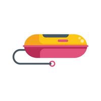 Yellow and pink bumper car with black bumper and gray cord for amusement park attraction vector