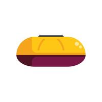 Yellow autonomous shuttle bus driving on the road side view vector