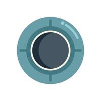 Round spaceship window is showing a planet in space vector