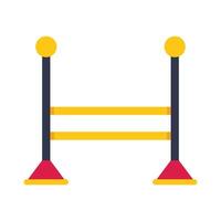 Show jumping obstacle with yellow plank and red base flat icon vector