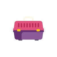 Pink and purple pet carrier with handle for cat or dog transportation vector