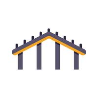 Construction site with steel girders holding up roof frame vector