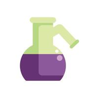 Round bottom flask containing purple chemical substance for a science experiment vector