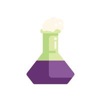 Erlenmeyer flask bubbling with chemical reaction experiment vector