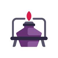 Bunsen burner heating up flask in a science experiment vector