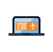 Laptop displaying boarding pass for online booking concept vector