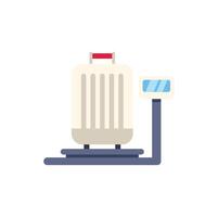 Suitcase standing on luggage scale before flight check in vector