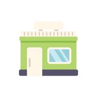 Green shop building facade with signboard showing small business vector