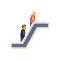 People going up using escalator stairs mechanical illustration vector