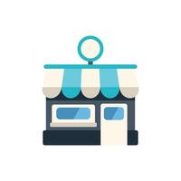 Small business storefront facade with awning and blank sign vector