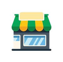 Small business storefront with awning and blank sign for branding vector