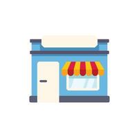 Small business storefront building with awning and blank sign vector