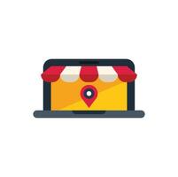 Laptop showing online shop with location pin icon vector
