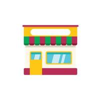 Small business storefront with striped awning facade vector
