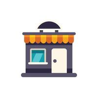 Small business storefront building with awning facade illustration vector