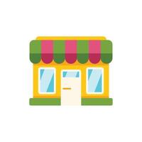 Small business storefront building facade with awning vector