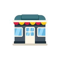 Small business building with awning facade having closed door and large windows vector