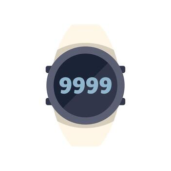 electrónico reloj inteligente mostrando 9999 pasos en blanco antecedentes vector