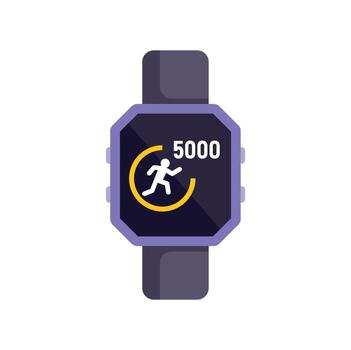 Smartwatch showing steps counter icon on screen for healthcare app vector