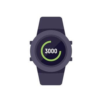 Smartwatch showing steps counter interface on screen vector