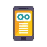 Smartphone displaying settings configuration menu with cogwheels vector