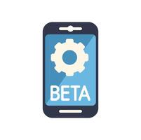 Smartphone displaying beta software with gear icon for app development vector