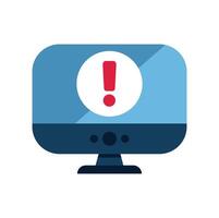 Desktop computer showing warning message on screen vector