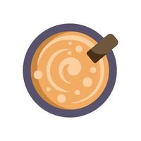 Dalgona coffee in glass cup with coffee stir stick top view vector