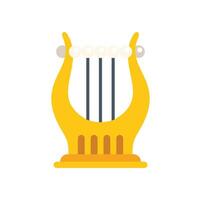 Golden harp standing on wooden pedestal with strings vector