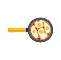 Frying pan containing cooking fried eggs with runny yolks vector