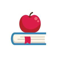 Red apple resting on top of a textbook symbolizing education vector