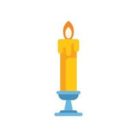 Burning candle with melting wax on a candlestick holder vector
