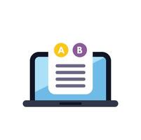 Laptop displaying online survey for ab testing and market research vector