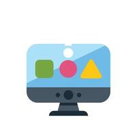 Desktop computer displaying abstract shapes icon illustration vector