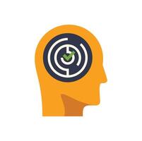 Human head silhouette containing solved maze with check mark symbol vector