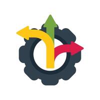 Gear with three arrows pointing up representing business growth strategy vector