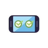 Smartphone displaying two green check marks for success or completion vector