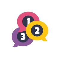 Three speech bubbles showing numbers one two three representing data driven solutions vector