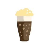 Tall glass with dark beer and foam is standing on white background vector