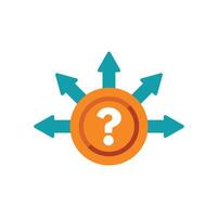 Question mark surrounded by arrows pointing in different directions vector