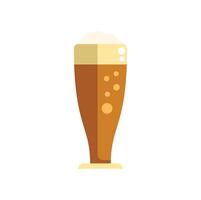 Glass of beer with foam overflowing on white background vector