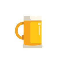 Large glass of beer with foam overflowing on white background vector