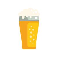 Pint glass of beer with foam overflowing on white background vector