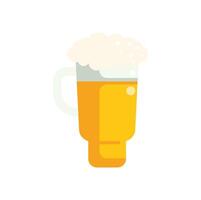 Tall glass of beer with foam overflowing on white background vector