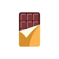 Chocolate bar is partially opened showing its delicious squares vector