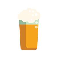 Tall glass of beer with foam overflowing on white background vector