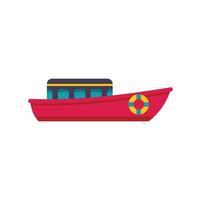 Red passenger ferry boat floating on water vector