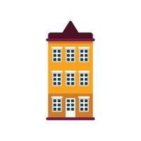 Three storey residential building with attic having many windows vector